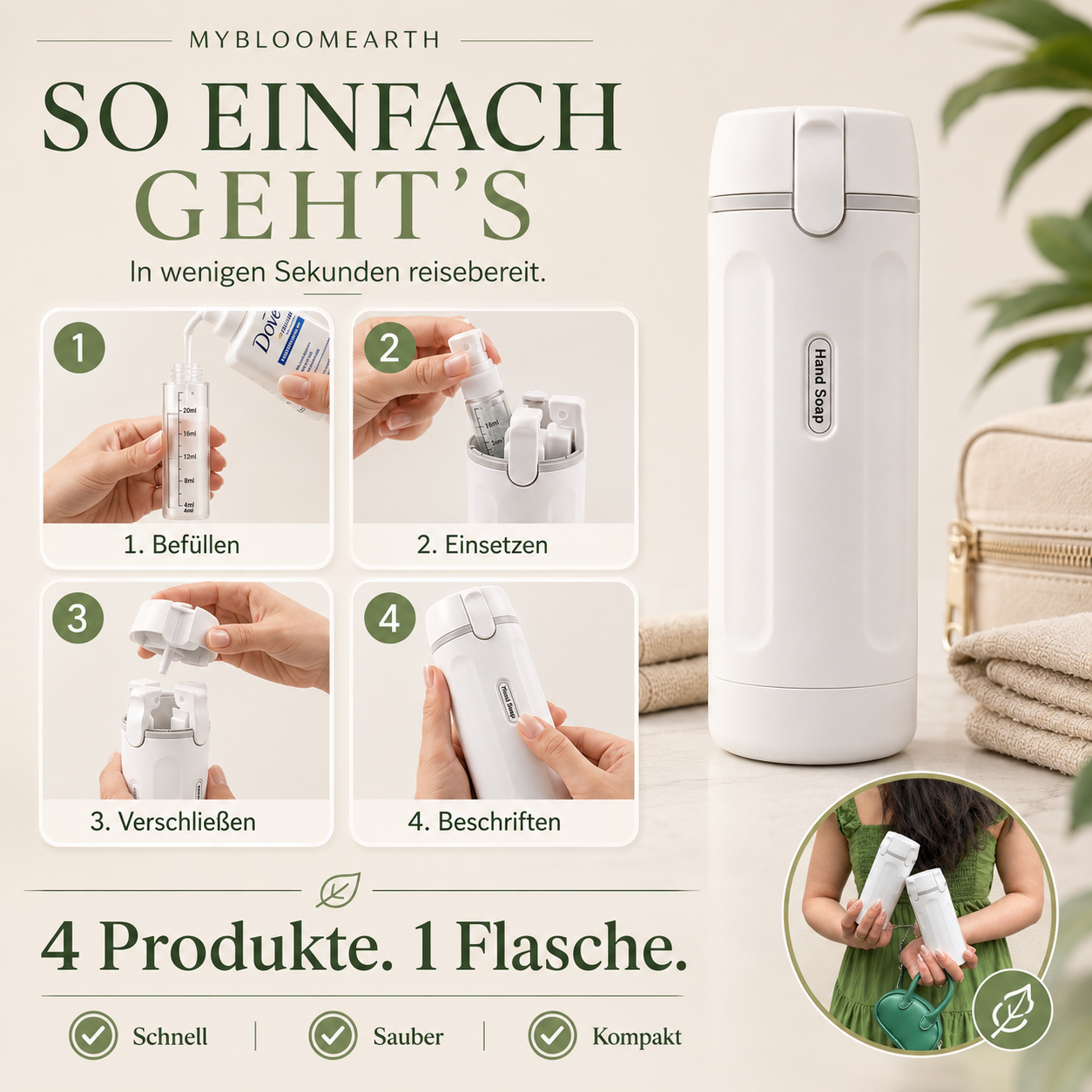 BLOOM 4-IN-1 TRAVEL BOTTEL